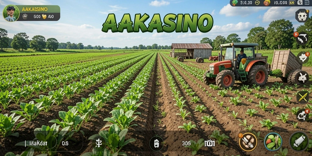 Gambaran gameplay AAKASINO dengan aktivitas bertani yang seru.