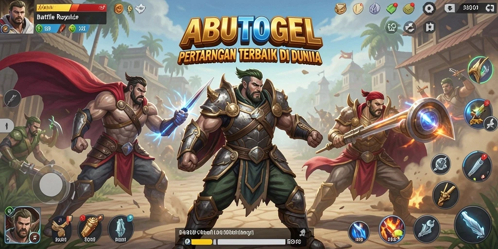 Screenshot gameplay ABUTOGEL menampilkan aksi pertarungan Battle Royale yang intens.