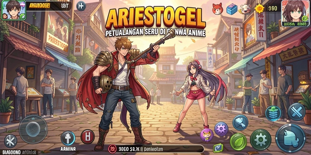 Tampilan menakjubkan dari gameplay ARIESTOGEL yang penuh warna.