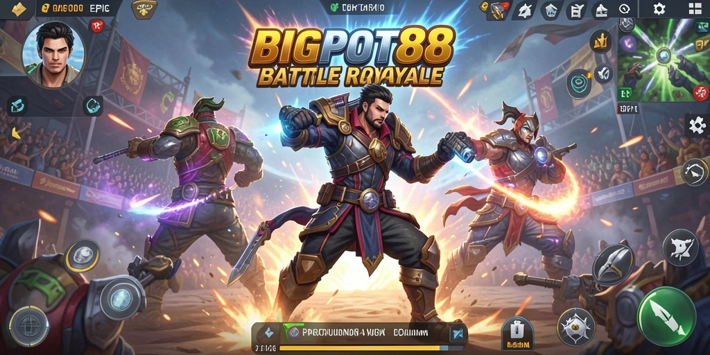 Tampilan gameplay Battle Royale yang seru dan mendebarkan di BIGPOT88.