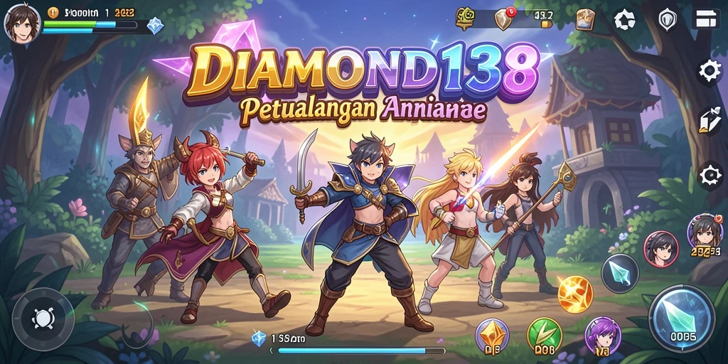 Tampilan gameplay seru dalam DIAMOND138 dengan karakter anime menarik.
