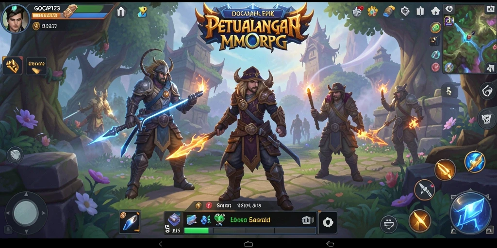 Screenshot GOCAP123 menampilkan karakter pemain beraksi dalam pertempuran epik di dunia MMORPG.