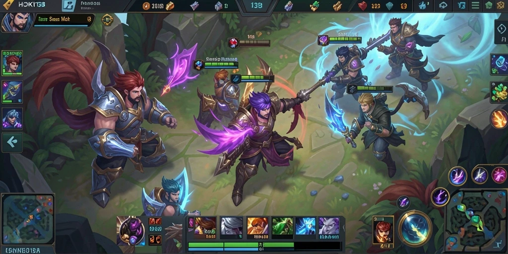 Screenshot gameplay HOKI138 menampilkan pertarungan seru dalam arena MOBA.
