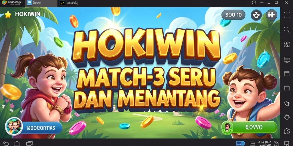 Tampilan gameplay <strong>HOKIWIN</strong> dengan elemen <strong>Match-3</strong> yang seru dan menghibur.
