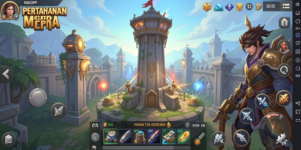 Tampilan menarik dari gameplay Tower Defense di INDORP.
