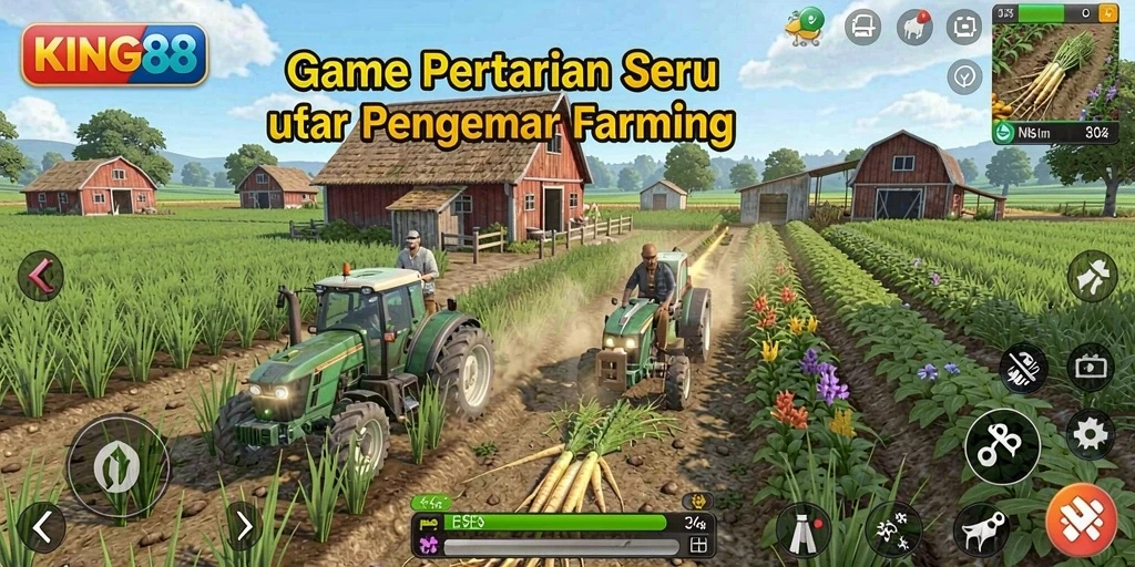 Screenshot KING88 menampilkan gameplay pertanian yang menarik dan interaktif.