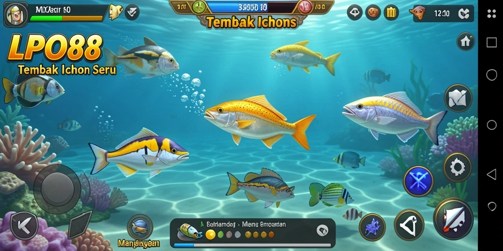 Screenshot gameplay seru dari LPO88 saat berburu ikan.