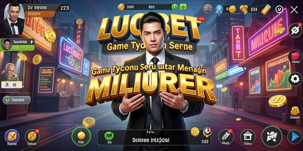 Tangkapan layar gameplay LUCUBET yang menunjukkan bisnis yang sedang dikelola.