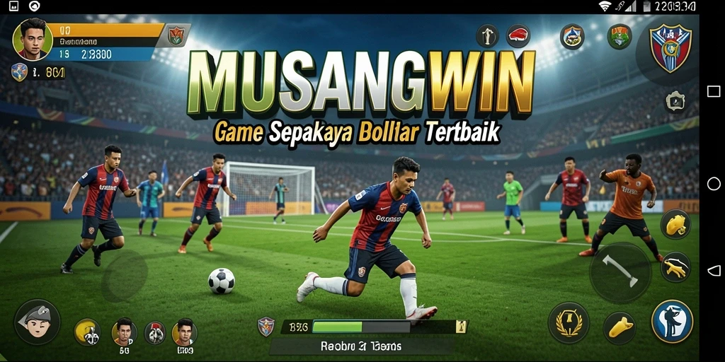 Tampilan seru gameplay MUSANGWIN dalam pertandingan sepak bola.