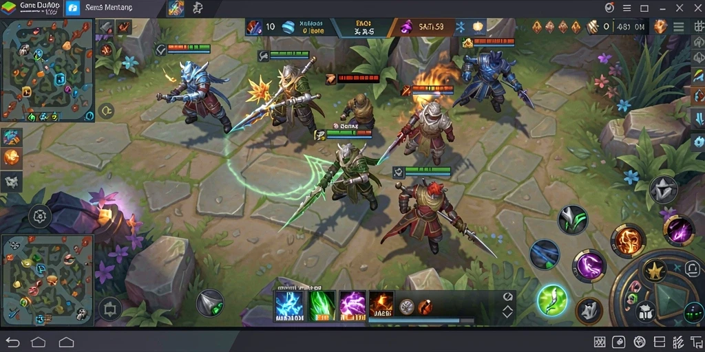 Screenshot OJA89 menampilkan aksi seru dalam pertarungan tim di arena MOBA.