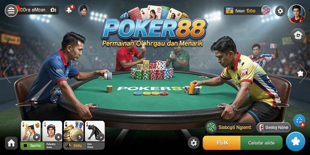 Tampilan game POKER88 menampilkan keseruan permainan poker yang interaktif.