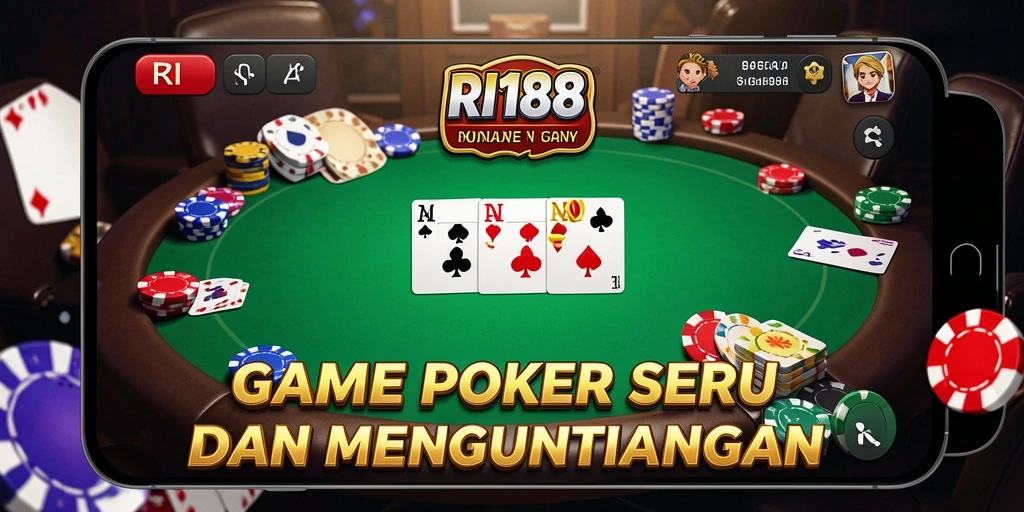 Tampilan gameplay Poker yang seru dan kompetitif di RI188.