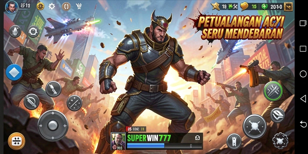 Screenshot gameplay SUPERWIN777 menampilkan aksi seru dalam pertempuran.