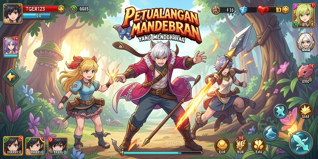 Tampilan gameplay TGER123 yang menggembirakan dan penuh warna.