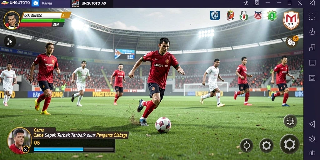 Tampilan gameplay UNGUTOTO yang menarik dan penuh aksi di lapangan sepak bola.