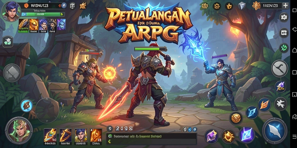 Tangkapan layar dari gameplay intens ARPG di WISNU123.